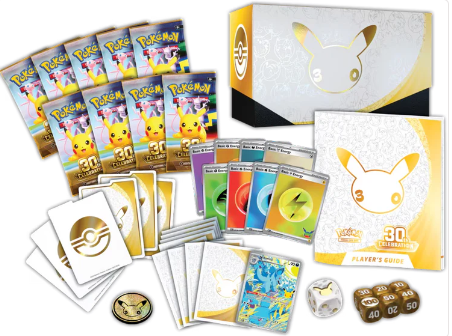 Caja de Entrenador Élite 30 Aniversario Pokémon - contenido desplegado