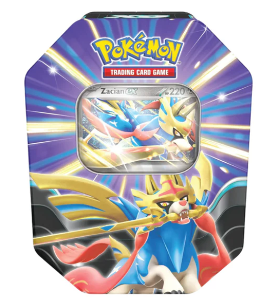 Lata Slashing Legends EX ZACIAN & KORAIDON TIN POKEMON TCG (ESPAÑOL)