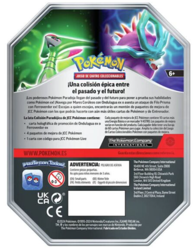 Lata Colisión Paradójica Ferroverdor Ex / Ondulagua Ex Español Pokémon