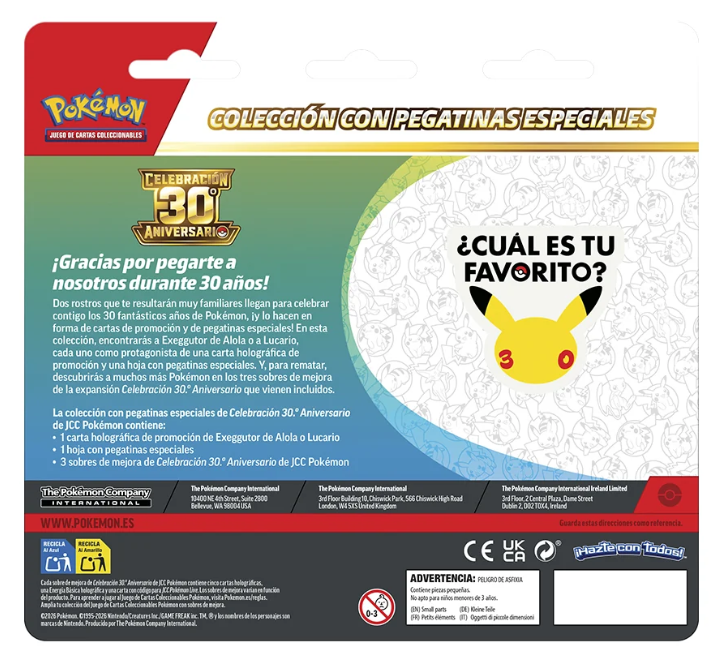 Colección con Pegatinas Especiales 30 Aniversario - trasera