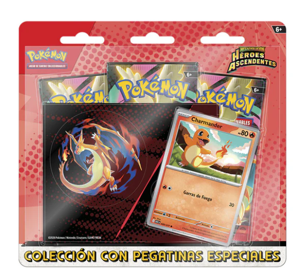 BLISTER 3 SOBRES TECH STICKER POKEMON HEROES ASCENDENTES (ESPAÑOL)