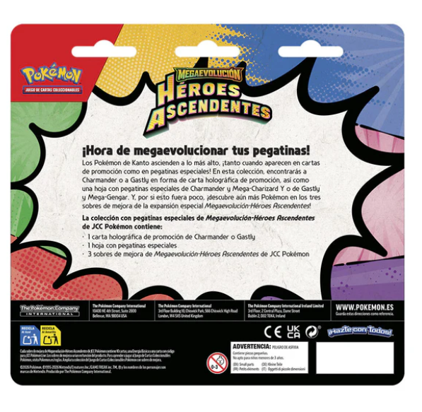 BLISTER 3 SOBRES TECH STICKER POKEMON HEROES ASCENDENTES (ESPAÑOL)