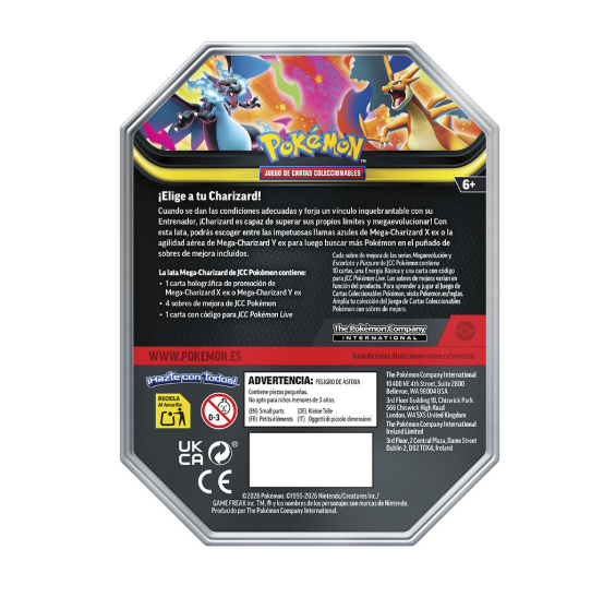 LATA MEGA CHARIZARD X/Y EX TIN POKEMON (ESPAÑOL)