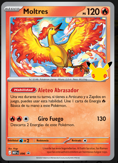 Carta promo Moltres 30 Aniversario