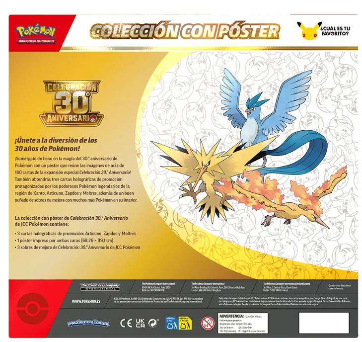 Colección con Póster 30 Aniversario Pokémon - caja trasera